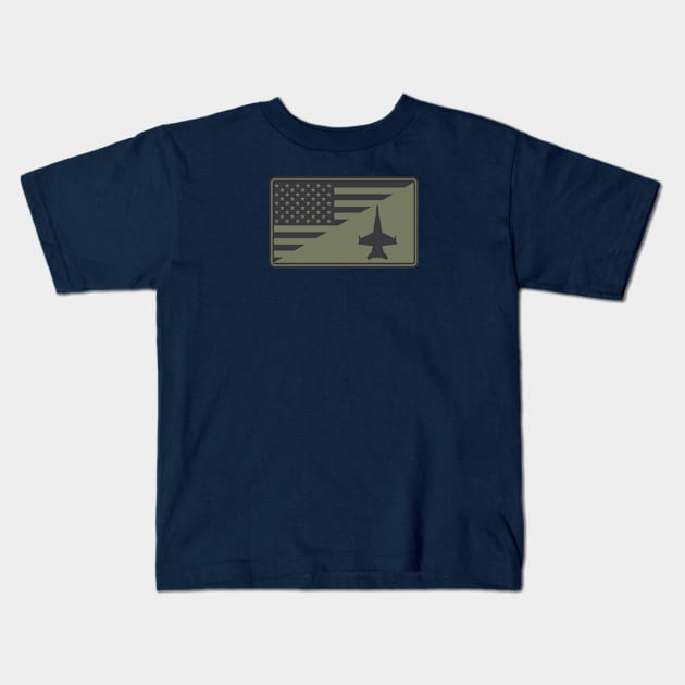 F/A-18 Hornet US Flag Patch (subdued) Kids T-Shirt by TCP